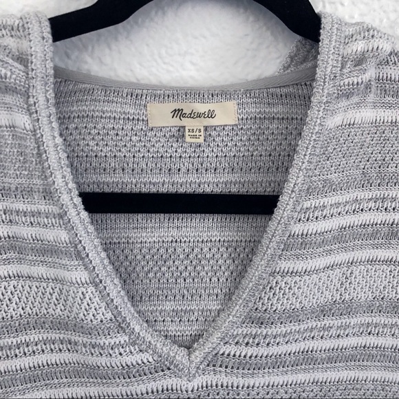 Madewell | gray fringe hooded knit sweater - Picture 5 of 8